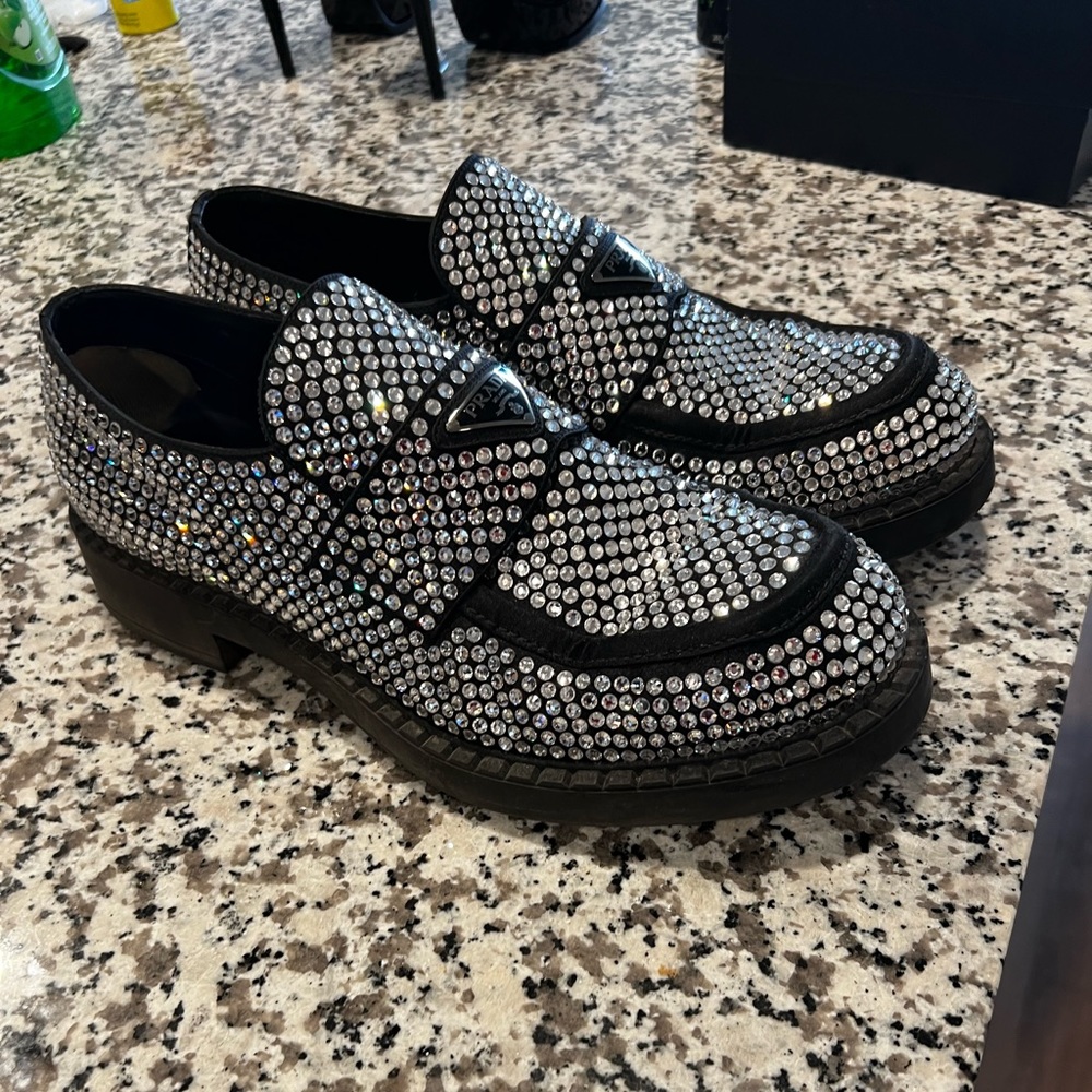 Prada Swarovski Crystal Loafers 41.5